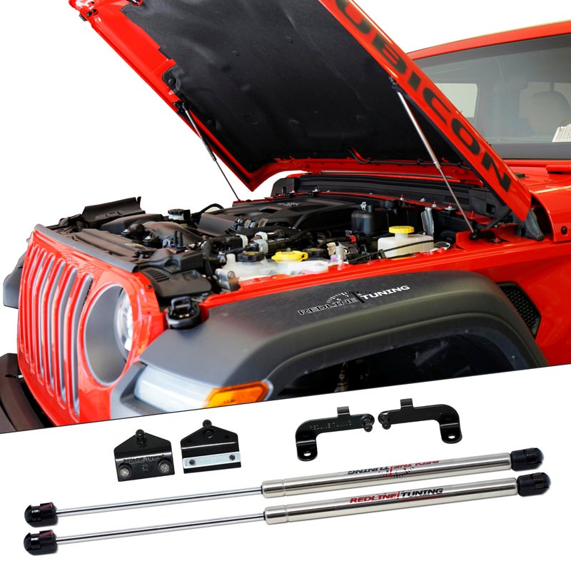 Redline Tuning 21-20003-03 Hood QuickLIFT Elite Bolt in System Compatible with Jeep Wrangler JL 2018+ & Compatible with Jeep Gladiator JT 2020+ (Stainless Steel Struts) - Image 1